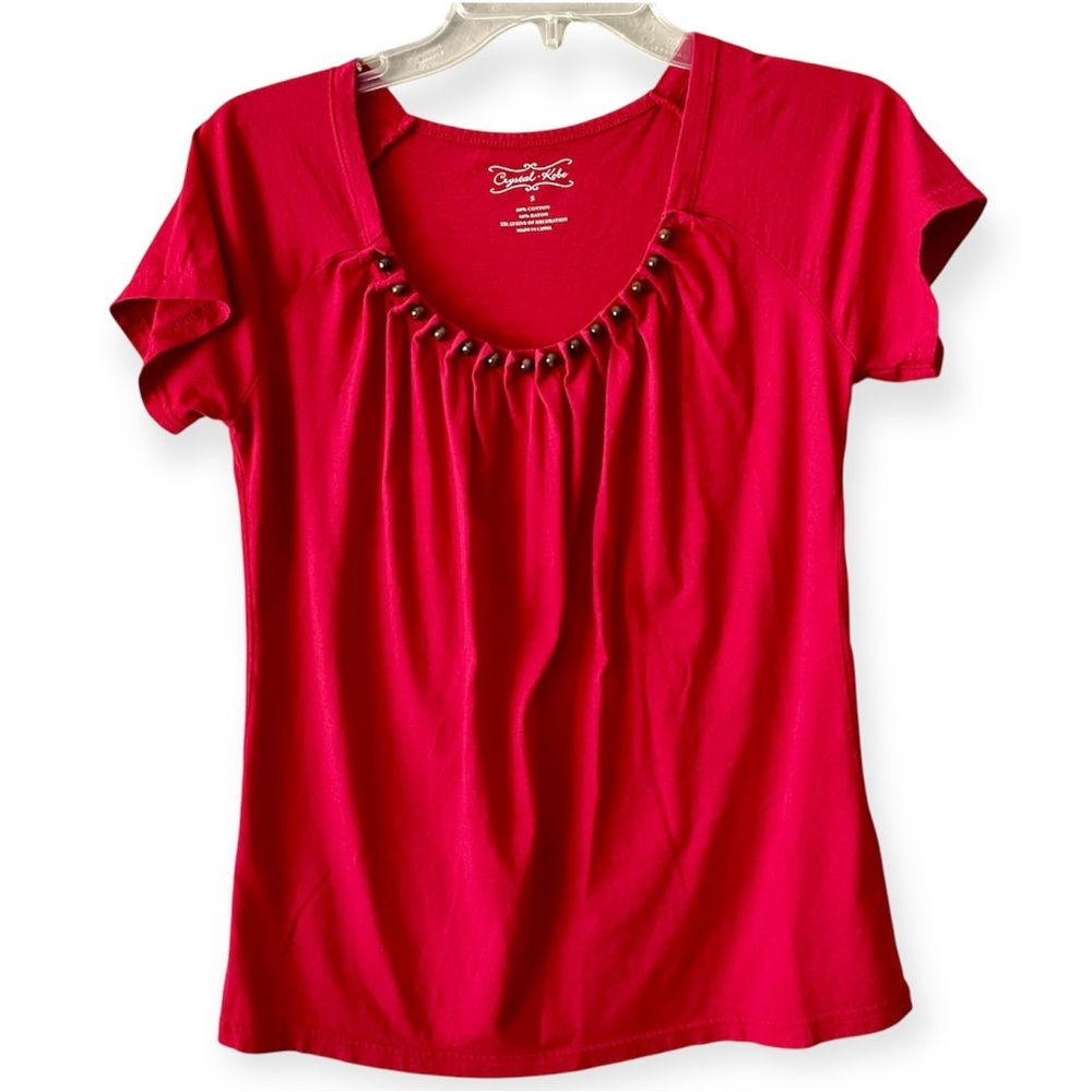 Crystal Kobe Stylish Red Beaded Blouse